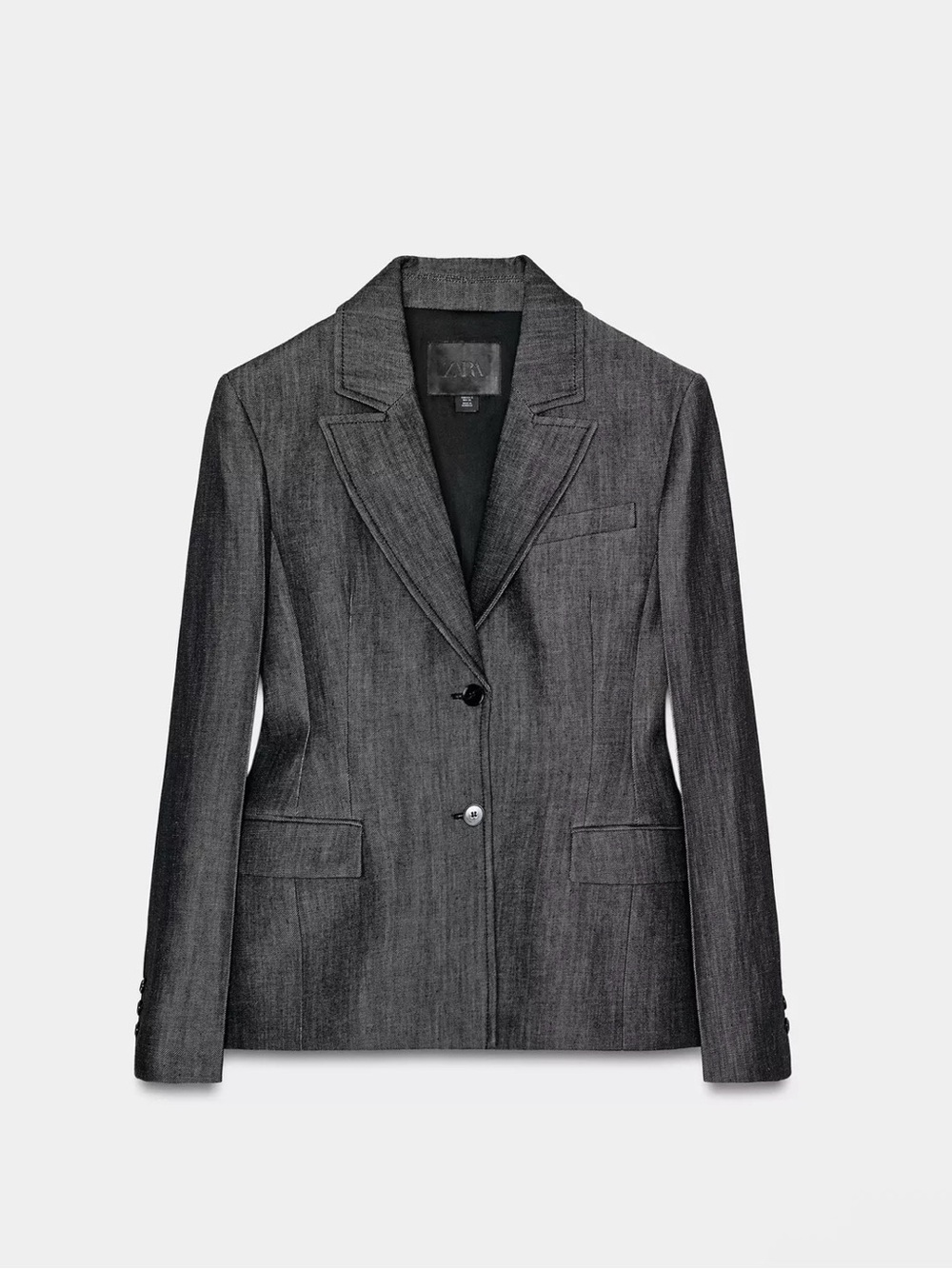 Charcoal Black Denim Blazer & Wide-Leg Jeans Set - Picture 3 of 10